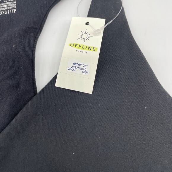 Offline By Aerie Women's V Neck Black Medium Support Sports Bra Size XXS - Picture 3 of 5